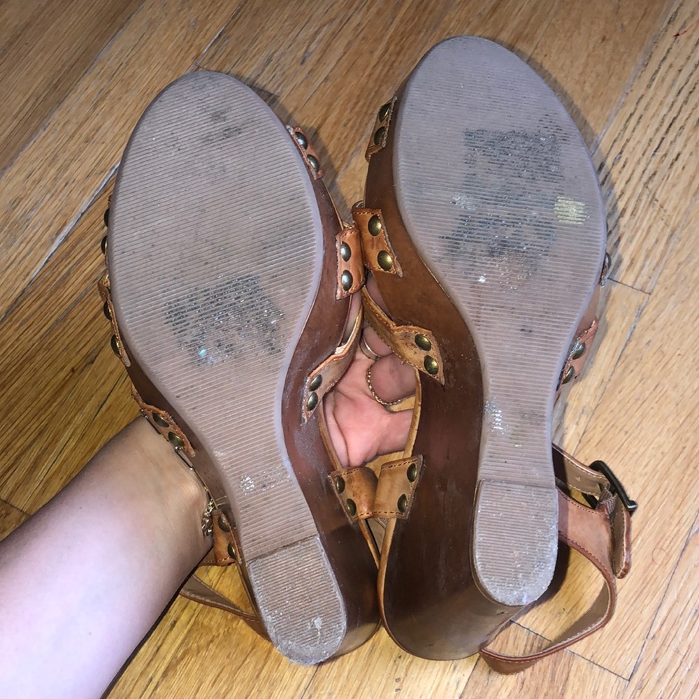 Sam Edelman tan leather wooden platform sandals - Picture 5 of 7